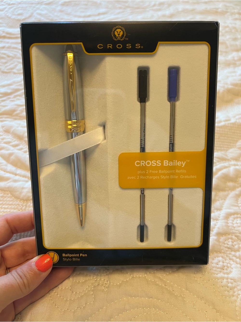 CROSS Bailey Ballpoint Pen Set - Silver with Gold Accents